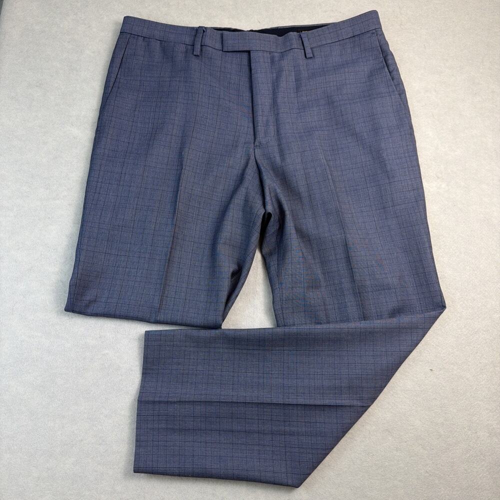 Banana‎ Republic Dress Pants Mens 34X27 Slim Blue Gray Glen Plaid Guabello Wool